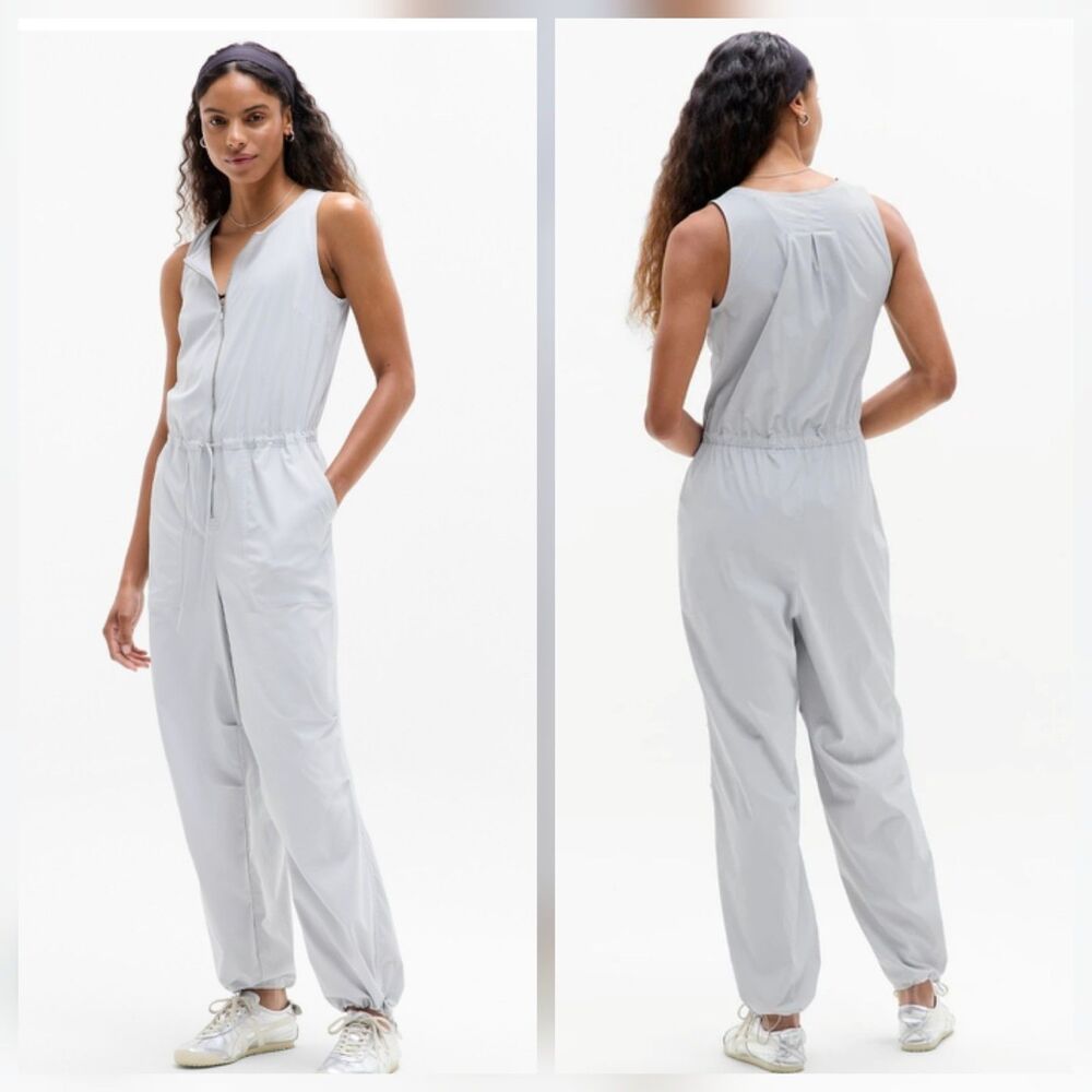 Athleta Flex Jumpsuit Small Grey Sleeveless NWT Athleisure Casual UV Protect